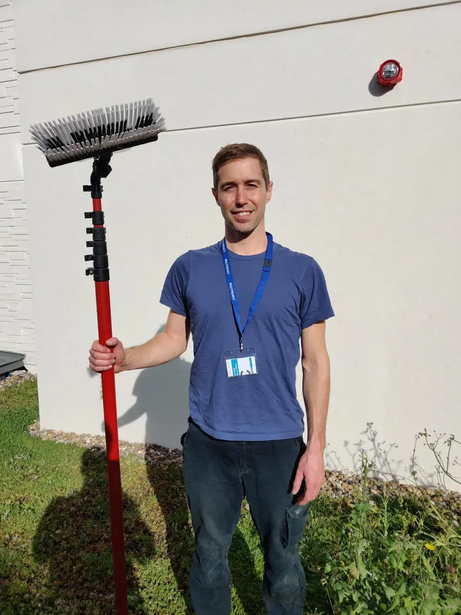 Commercial window cleaning on a building in London